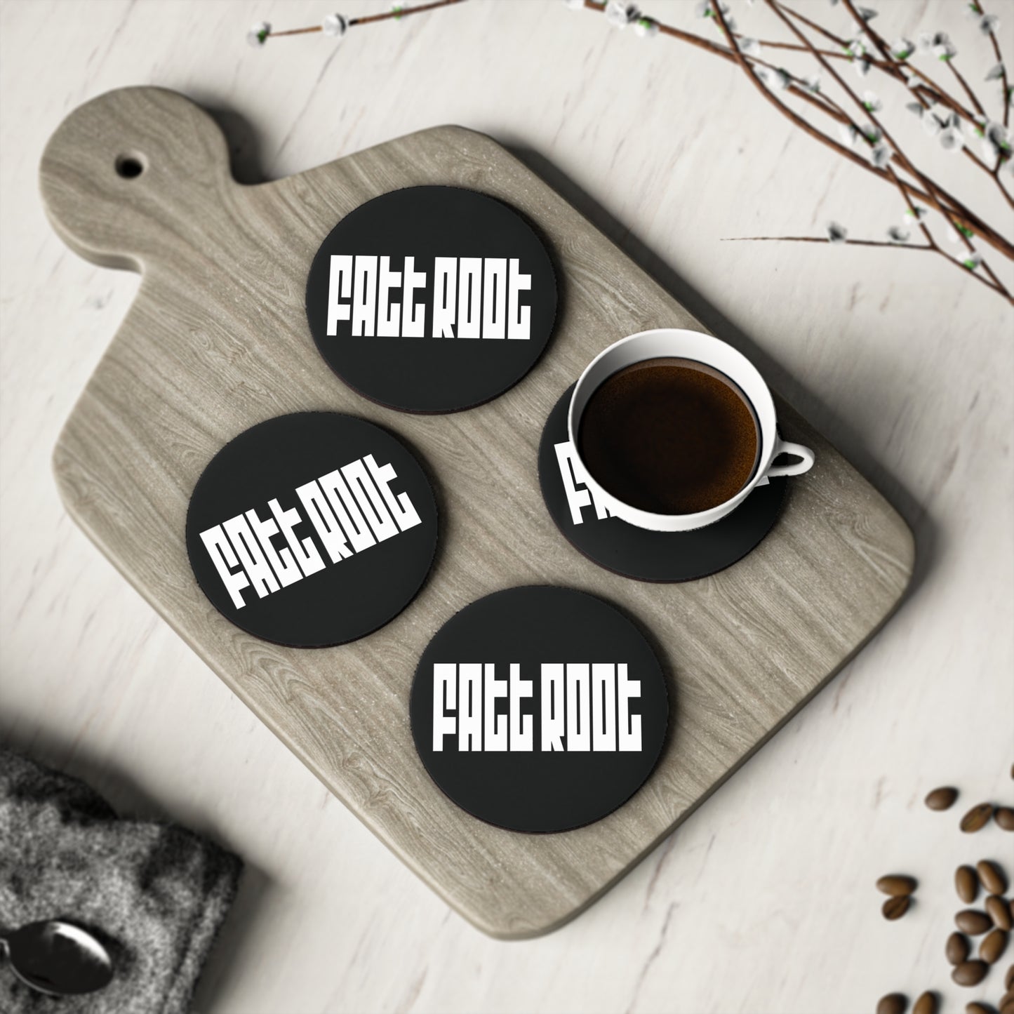 Fatt Root Classic Logo Coaster Set